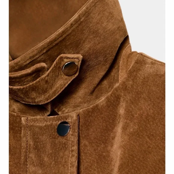 ZARA 100% LEATHER BOMBER JACKET - Picture 8 of 14